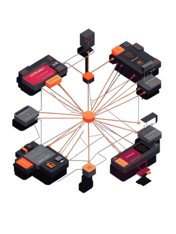 Data network hub illustration